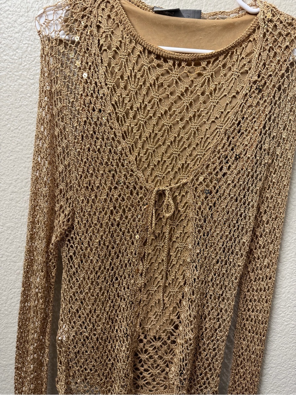 Lightweight Open-Knit tank top and Shrug in Tan